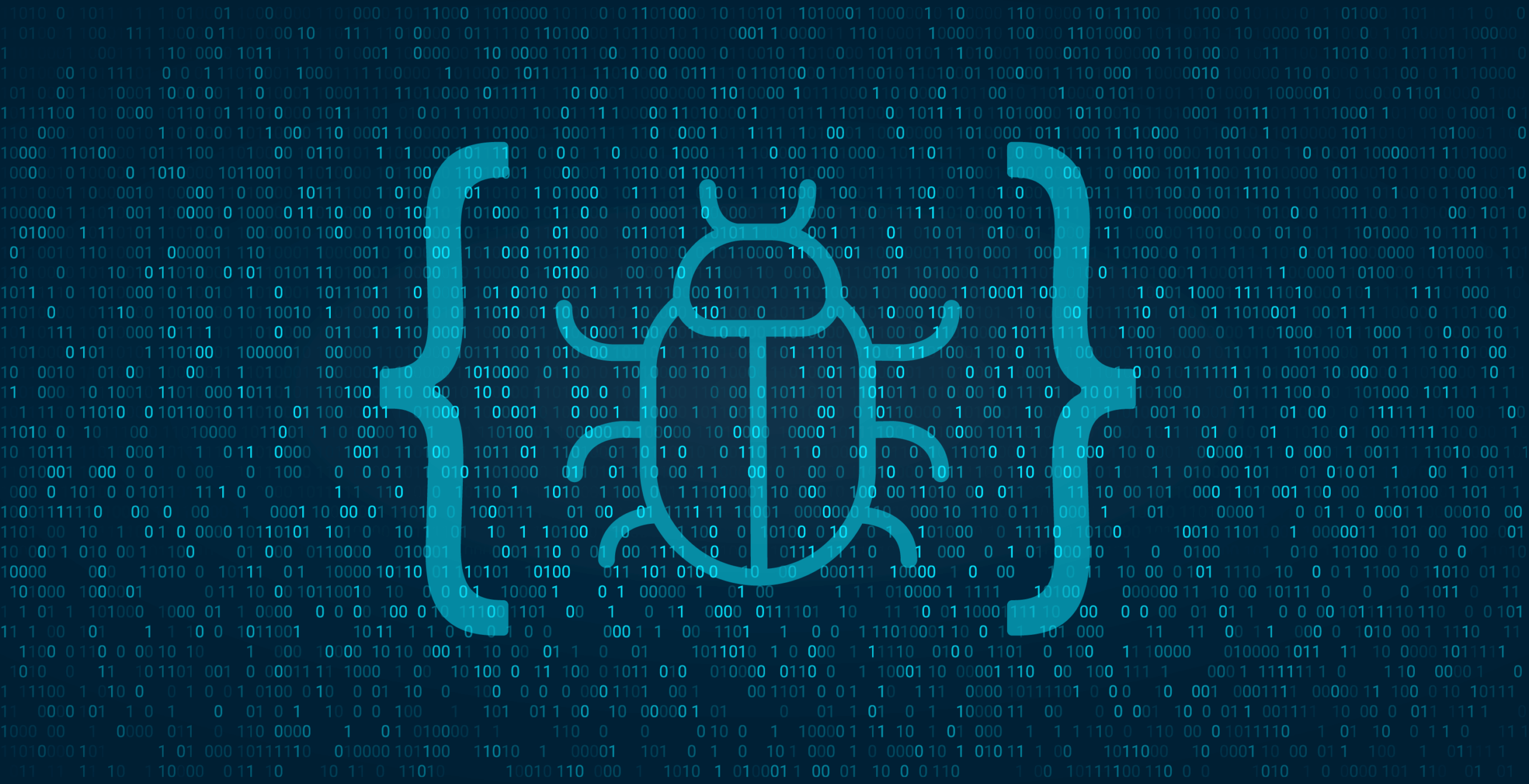 Ilustração conceitual com um inseto (bug) e chaves de programação em destaque em um fundo de código binário (zeros e uns). Representa a caça a falhas de segurança (Bug Bounty) como uma forma ética de ganhar dinheiro hackeando.